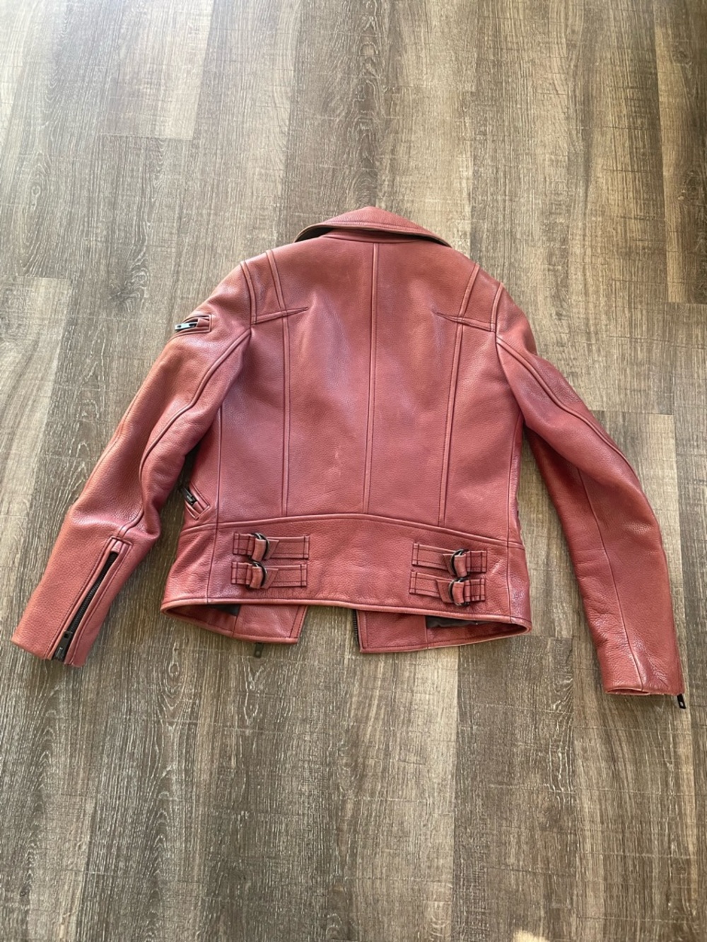 Rag & Bone Leather Minerva Moto Jacket. Double Rider style. Red. Size 2 - Picture 10 of 12